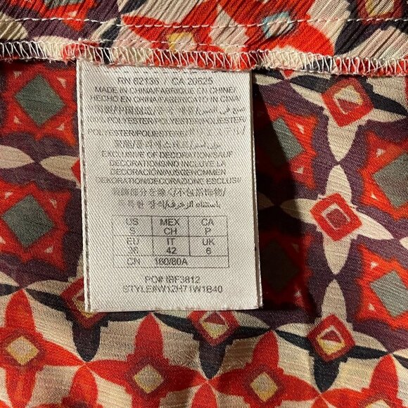 Women's S Guess Vintage Sheer Ruffled Tank Geometric Pattern Ruffled Smocked - Picture 7 of 9